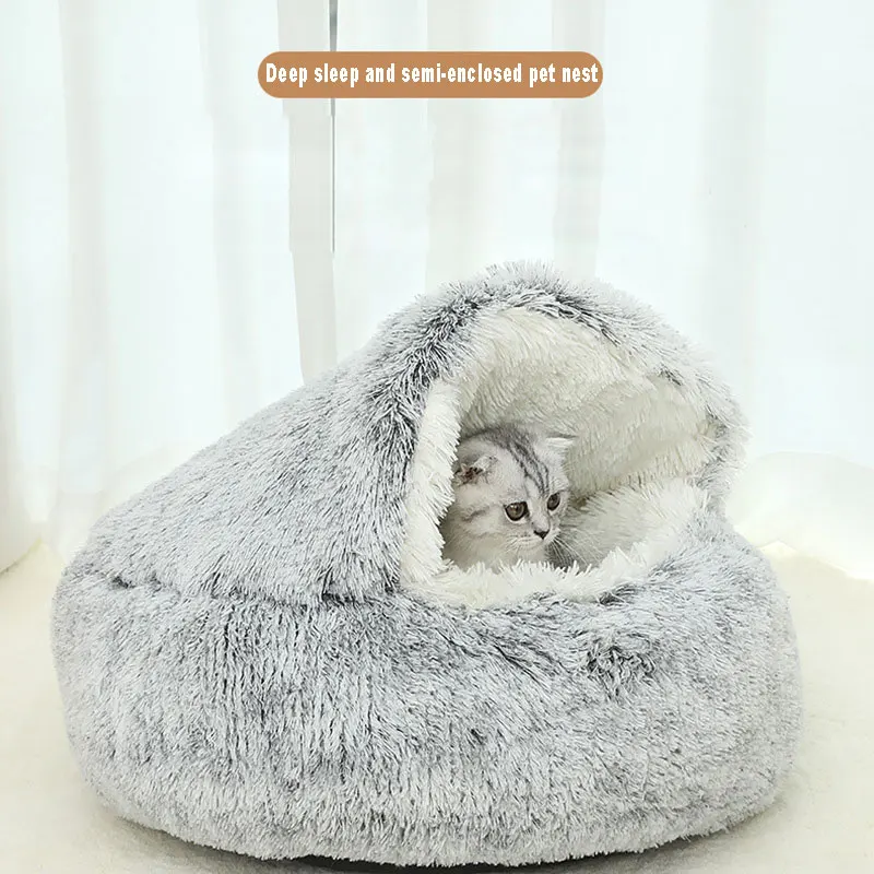 

Warm Winter Dog Bed Super Soft Sleeping Bag Long Plush Pet Bed Kennel Dog Round Cat Bed Washable Pet Sofa Mat Cat Sleeping Bag