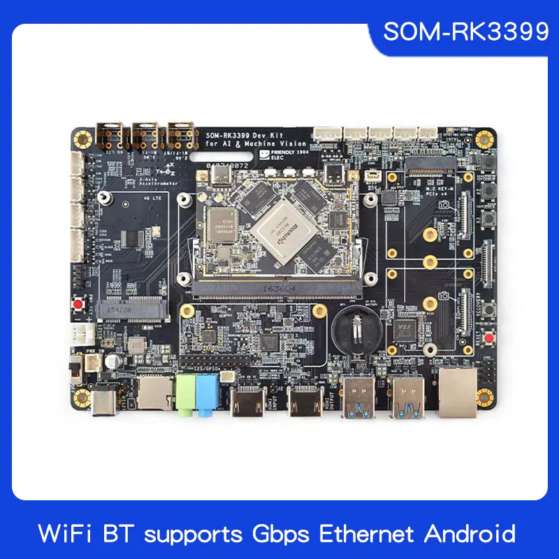 SOM RK3399 комплект AI de desarrollador WiFi BT apoyo Gbps Ethernet и двойной экран Android/Ubuntu/QT/inspiado HDMI