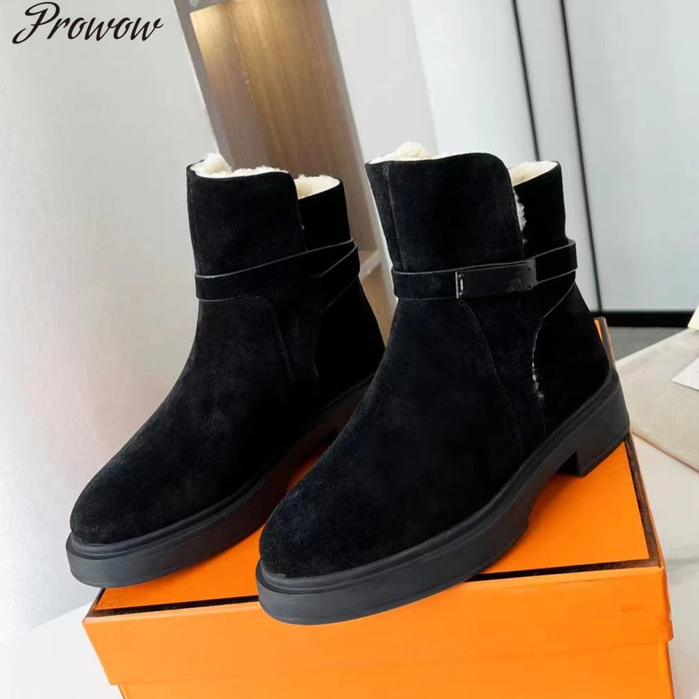 

Prowow Women's Boots Casual Winte Boots Luxury Brand Shoes Female Boots High Quality Sneakers Fur Boots Genuine Leather Shoes