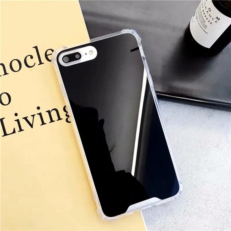 Противоударный зеркальный чехол Gasbag для iphone XR 7 8 XS MAX 11 Pro X 10 6 6S Plus 7Plus 8Plus Мягкий чехол для телефона из ТПУ - Цвет: Black