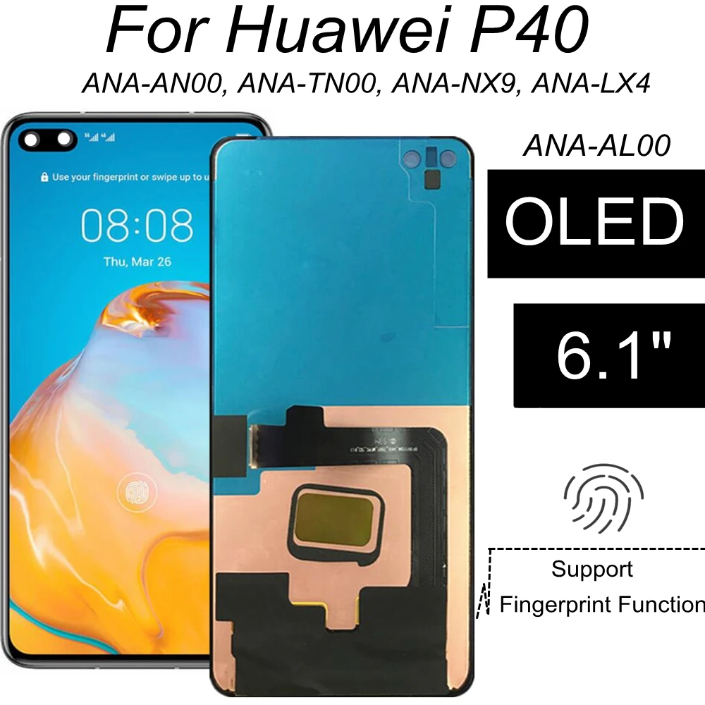 Pantalla OLED LCD para Huawei P40 ANA-AN00... ANA-TN00 ANA-NX9 ANA-LX4 pantalla LCD de montaje de digitalizador con pantalla t&aacute;ctil de reemplazo de tel&eacute;fono-0