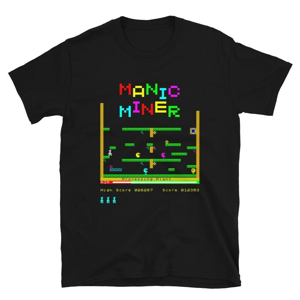 Аркадный Manic Miner Jet комплект Willy видеоигра Ретро винтажная 80s 8-битная футболка |