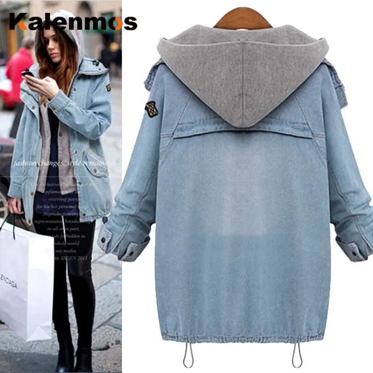 Свободный джинсовый жакет из двух частей размера плюс M-7XL женский KALENMSOS