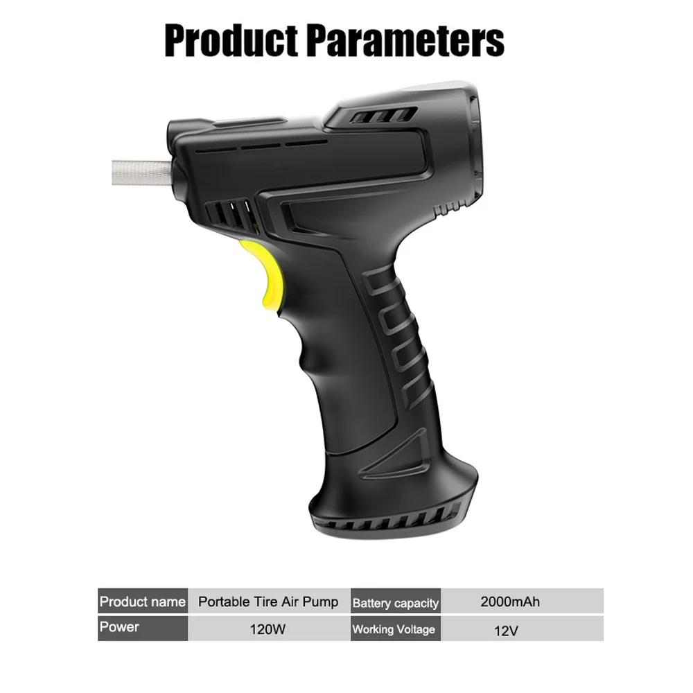 Портативный автомобильный насос для накачки шин беспроводной Перезаряжаемый