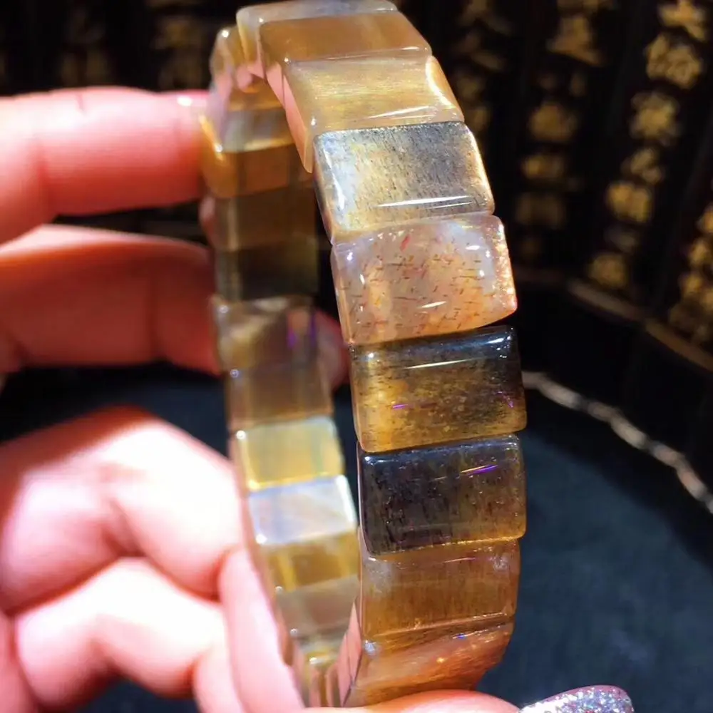 Браслет из натурального золотого солнечного камня для женщин и мужчин