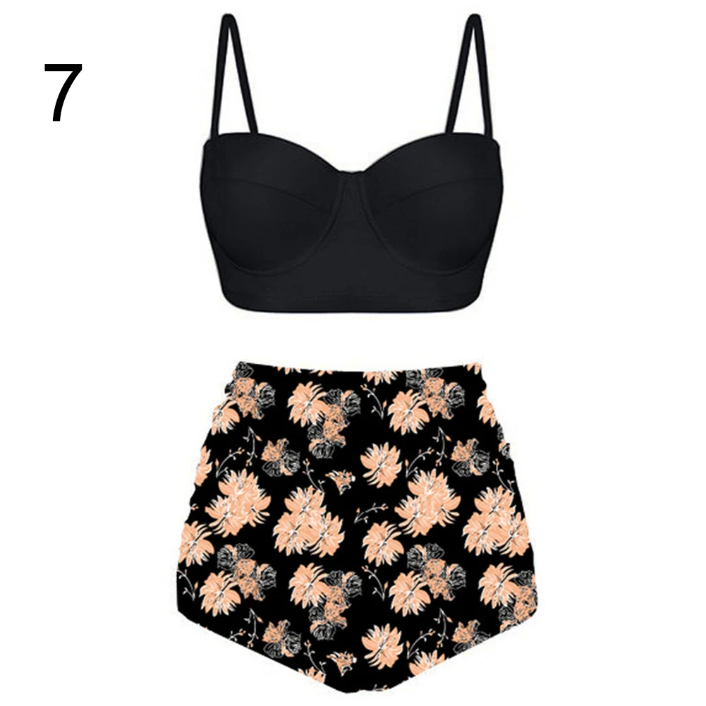 Женский комплект бикини из двух предметов с геометрическим рисунком листьев и