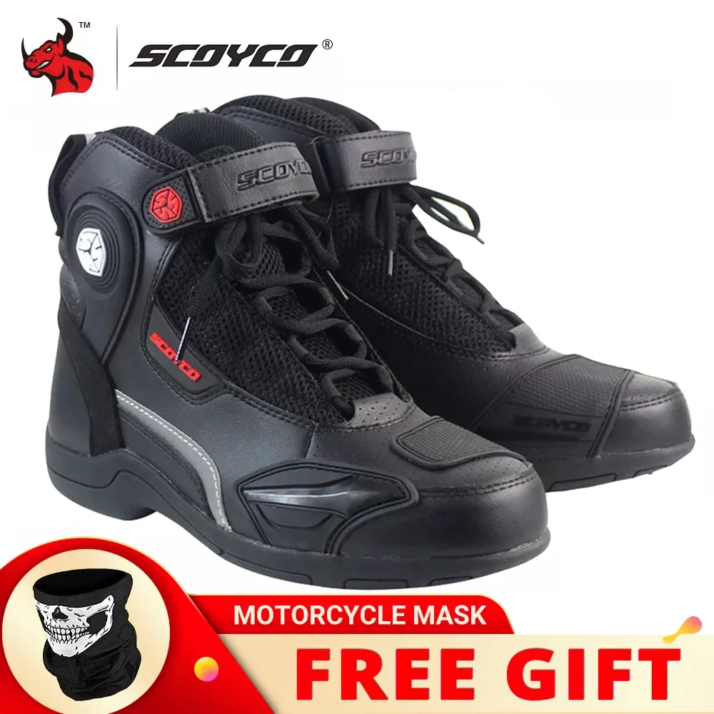 

SCOYCO Motorcycle Boots Botas Moto Microfiber Leather Motocross Off-Road Racing Boots Motorbike Riding Shoes Men Moto Boots