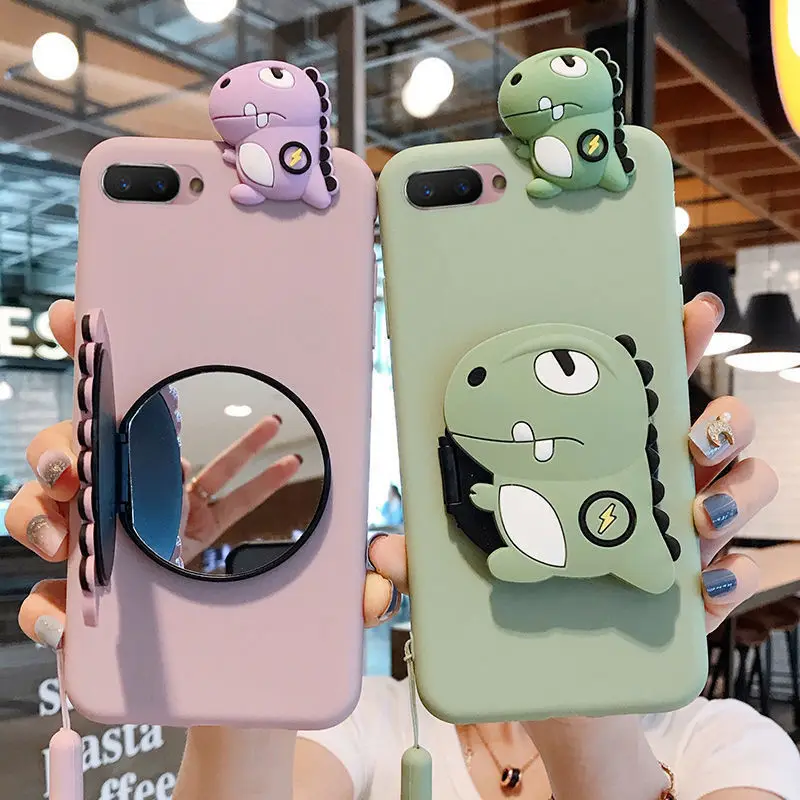 

2021 new mobile phone case cartoon makeup mirror all inclusive lanyard for iPhone 7 8 SE PLUS X XS MAX XR 11 12 PRO MINI
