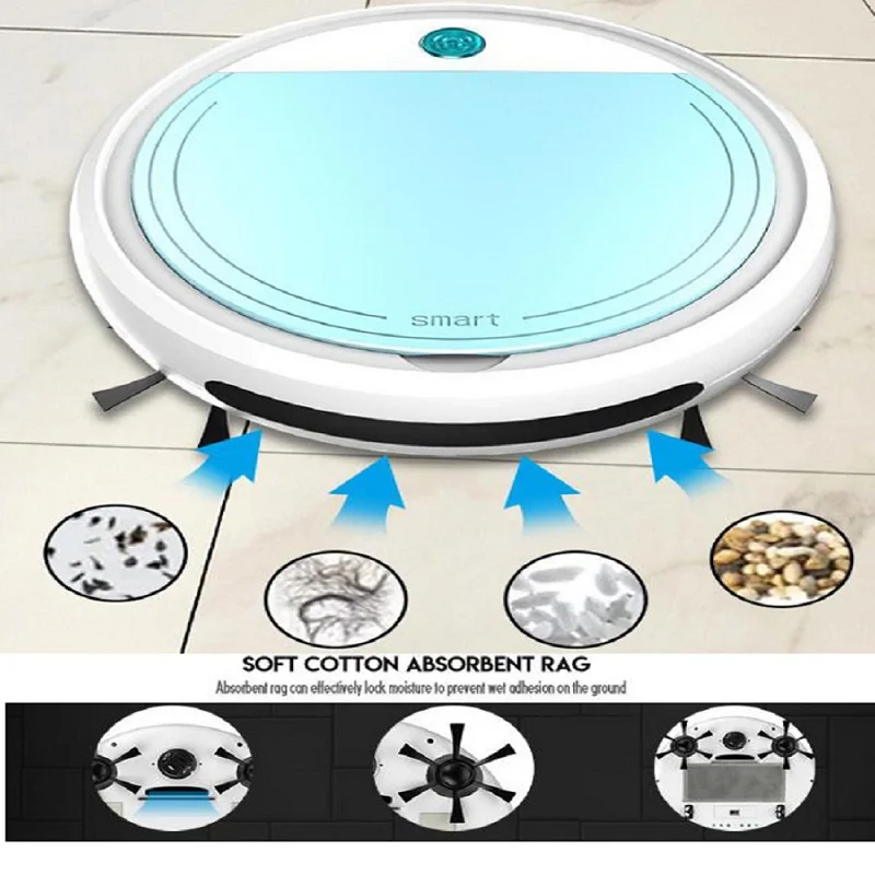 

Multifunctional Robot Vacuum Cleaner USB Rechargeable Smart Sweep And Wet Mopping Wireless Household Cleaning Machine 2500Pa