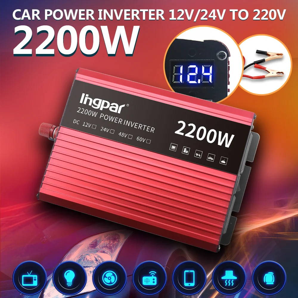 Lingpar инвертор 2200 Вт 12 220 В трансформатор напряжения постоянного тока в переменный