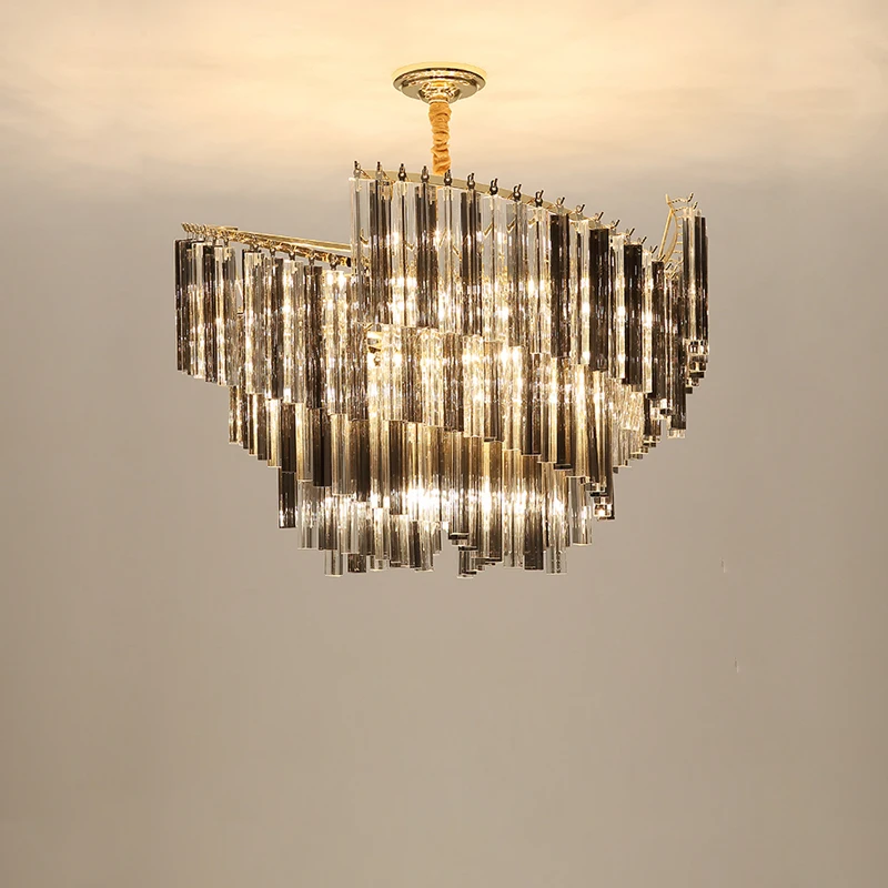 LED Dimmable Silver Gold Crystal Designer Hanging Lamps Suspension Luminaire Lampe Pendant Light For Foyer
