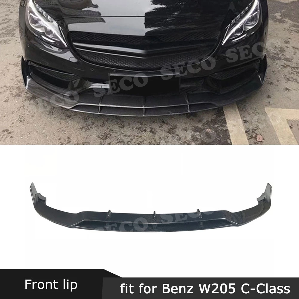 C Класс углеродного волокна передний бампер спойлер для Mercedes Benz W205 C63 AMG C180 C200 C260