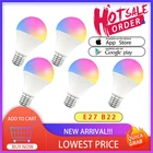 Приглушаемая СВЕТОДИОДНАЯ Лампа B22 E27 RGB + CCT 15 Вт WIFI умная лампа с дистанционным управлением через приложение