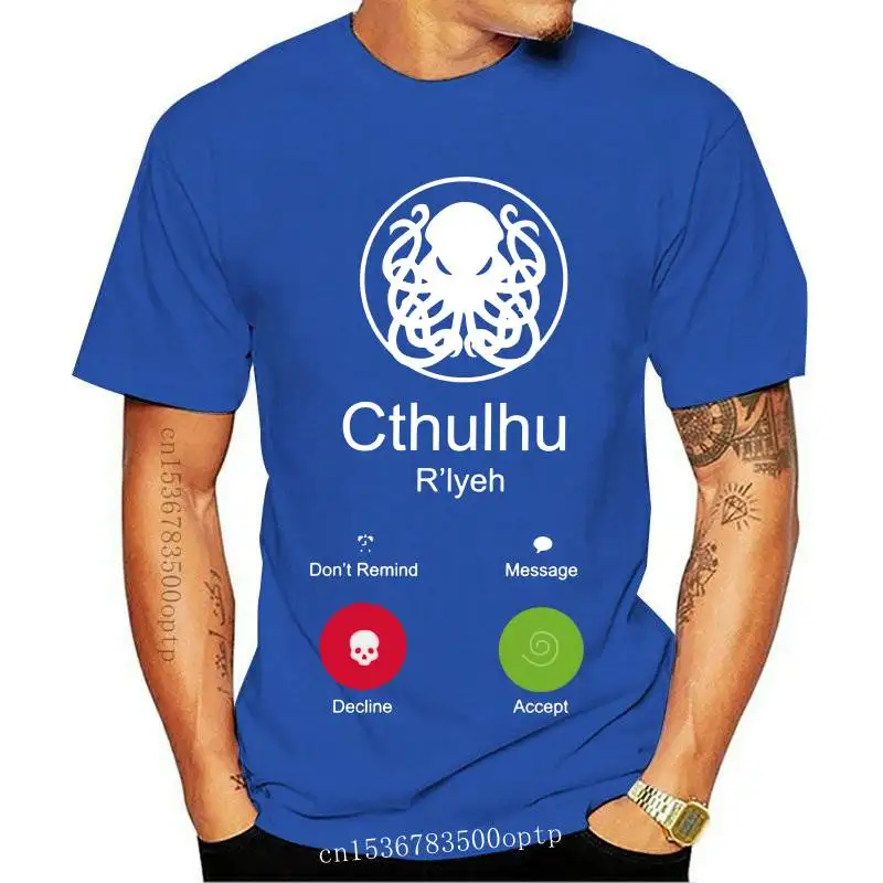 

Новинка, забавная футболка с надписью The Call Of Cthulhu, Мужская мягкая хлопковая Футболка с рисунком зерен, топы с коротким рукавом, необычная диз...