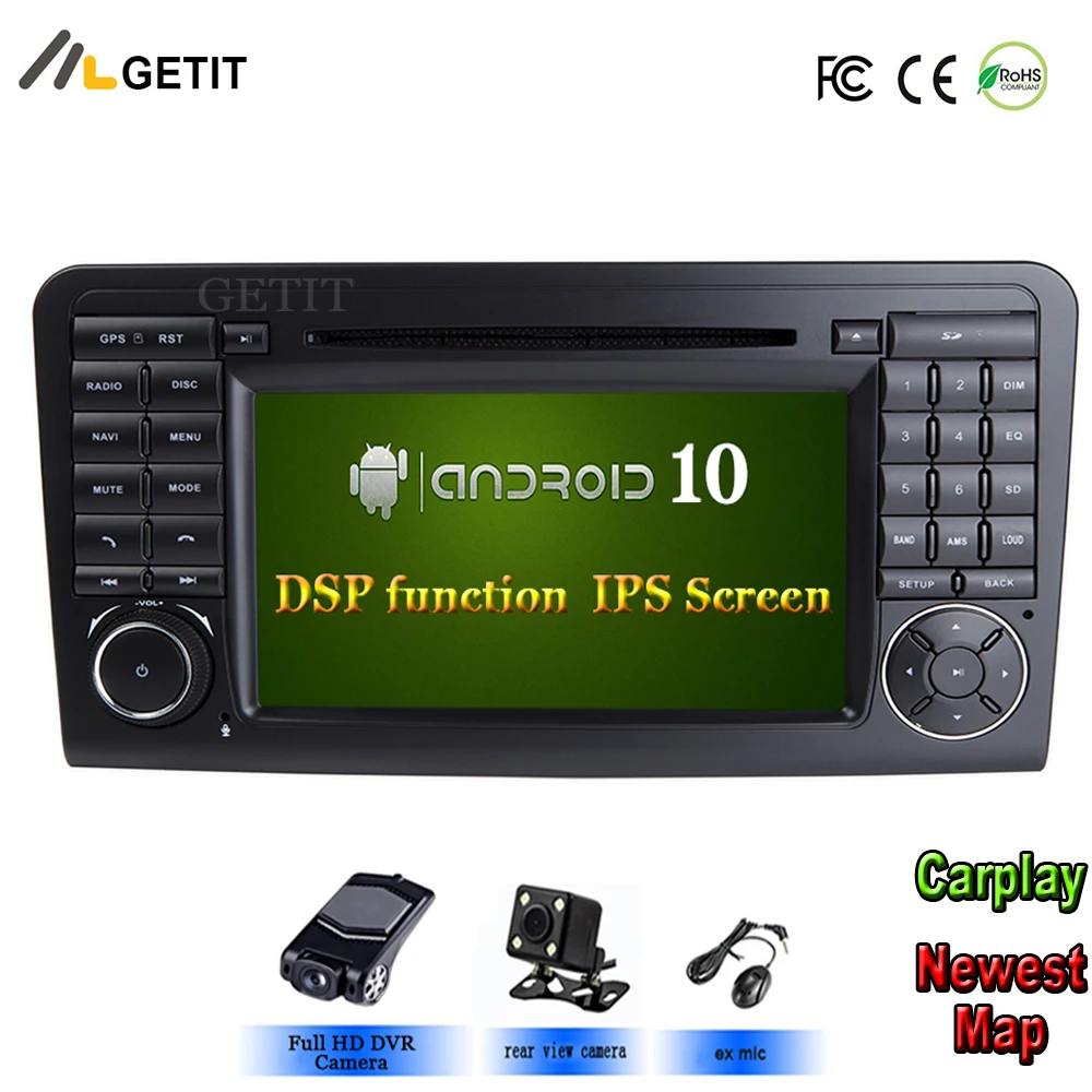 Автомобильный DVD плеер на Android 10 стерео для Mercedes/Benz GL ML CLASS W164 ML350 ML500 X164 GL320 с Wi Fi BT