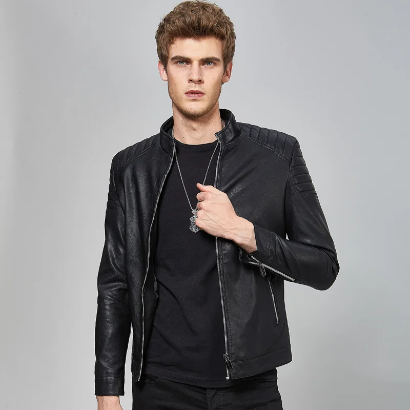 

Men's Leather Jackets 2021 New Autumn Stand Collar Motorcycle Slim-fit PU Fashion Casual Jacket Men Chaquetas de los hombres