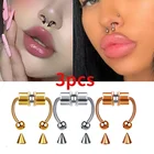 Набор из 3 зажимов для имитации кольца в нос из нержавеющей стали, многоразовый магнит для имитации пирсинга в носу для женщин, ювелирные изделия для пирсинга