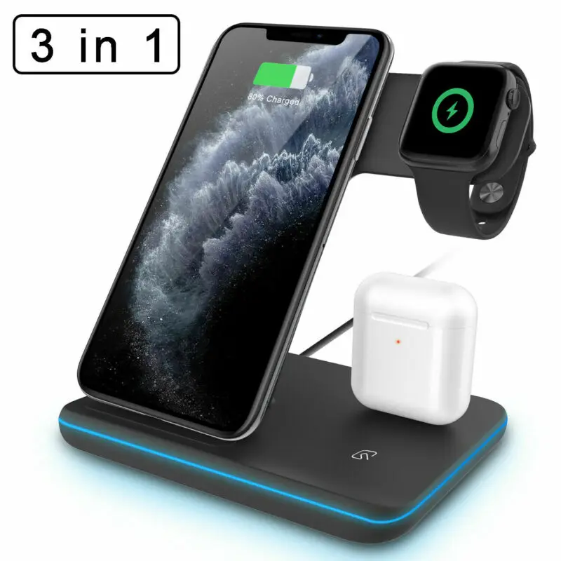For iPhone 11 Pro Max XS 3 In 1 Wireless Charger Charging Station Dock Stand | Электроника