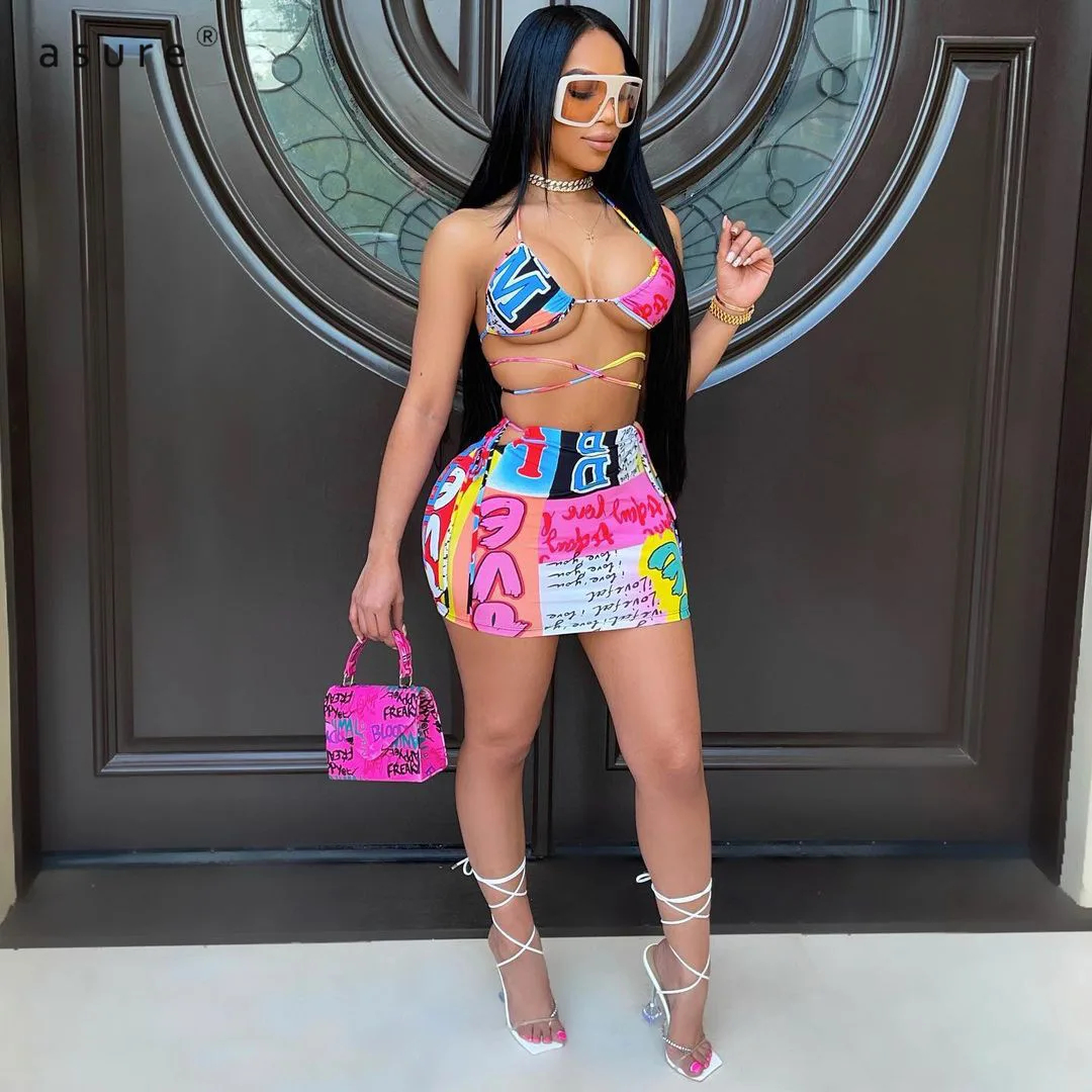 

Two Piece Tracksuit Women 2021 Fashion Clothing Office Suits Female 2 Piece Crop Top And Skirt Sets Sexy Club Outfits AC8260