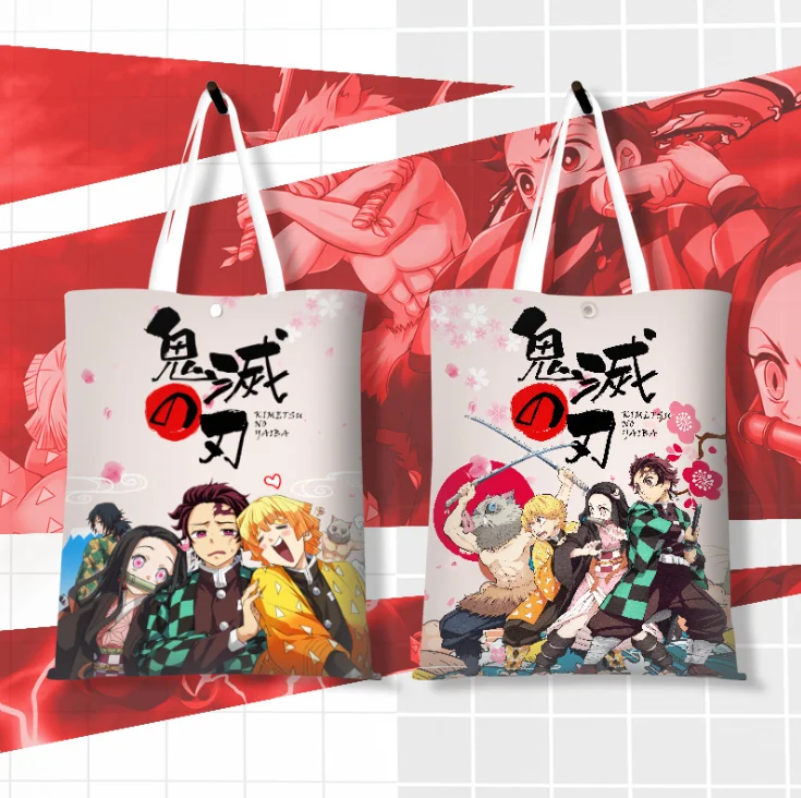 

Anime Shopping Bag Canvas Shoulder Bag Cartoon Demon Slayer Toilet-bound Sao Attack on Titan Tokyo Ghoul Handbags Toy Gift