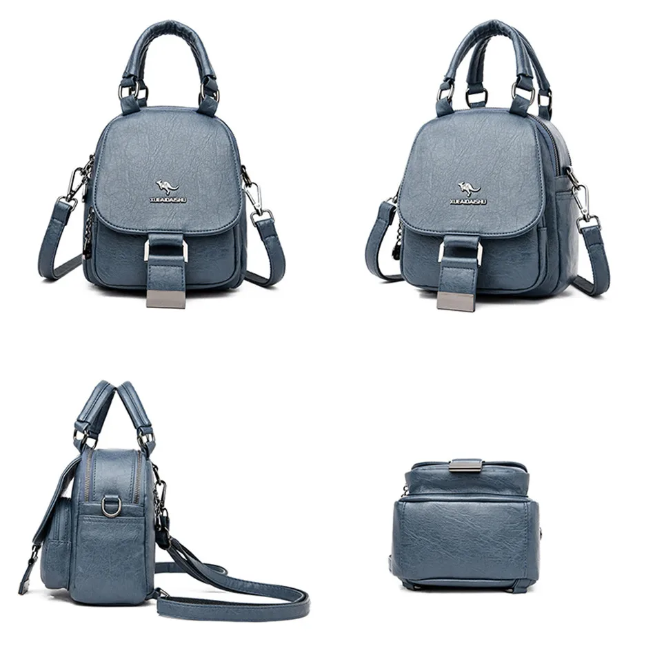 Женские кожаные многофункциональные школьные рюкзаки для девочек подростков