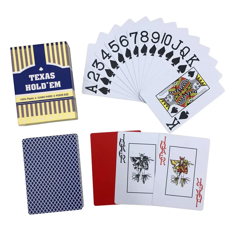 

New Hot 2 Sets/Lot Baccarat Texas Hold'em Plastic Playing Cards Waterproof Frosting Poker Cards Board games 63 mm*88 mm qenueson