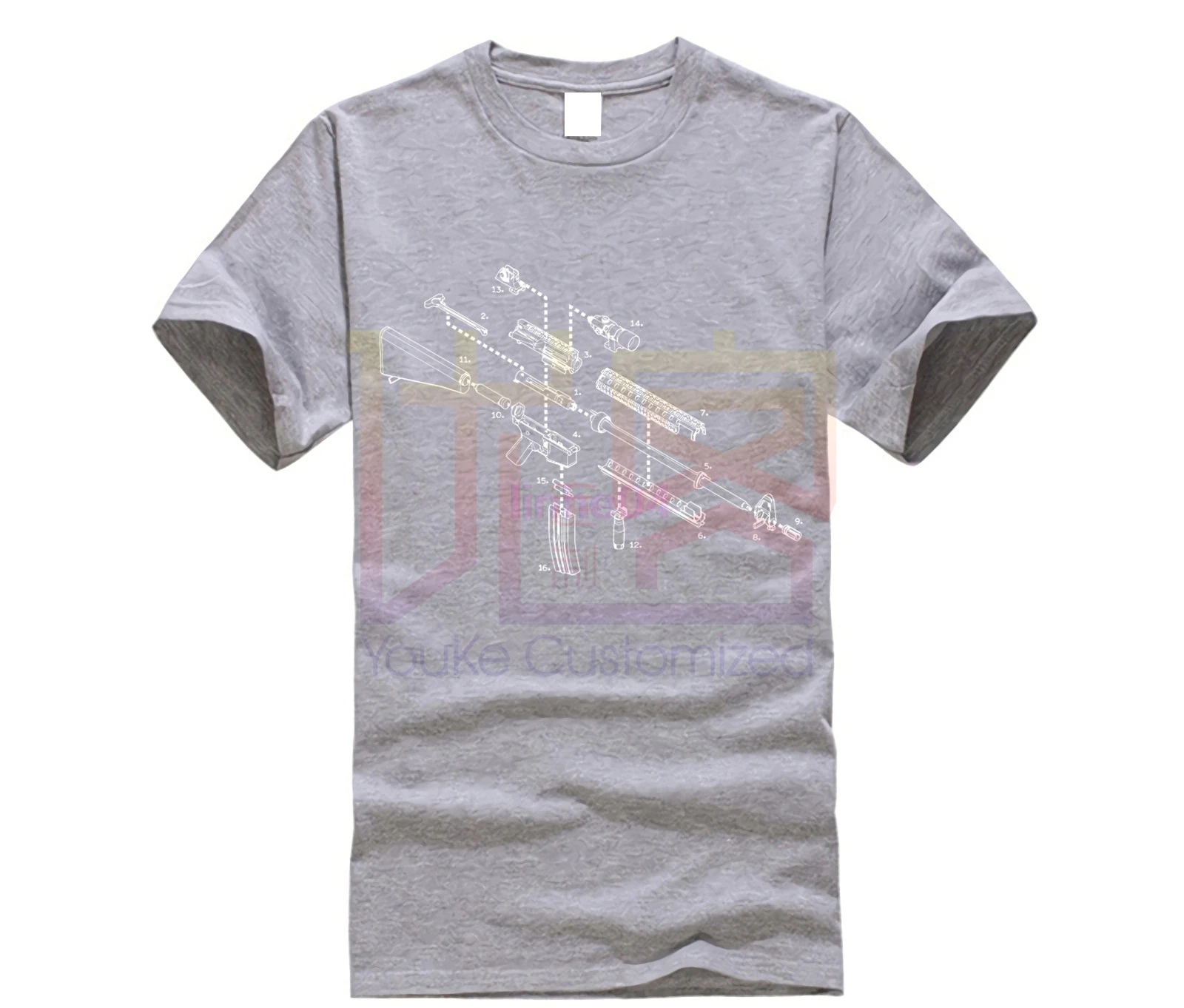 Футболка с изображением AR-15 оружия | Мужская одежда