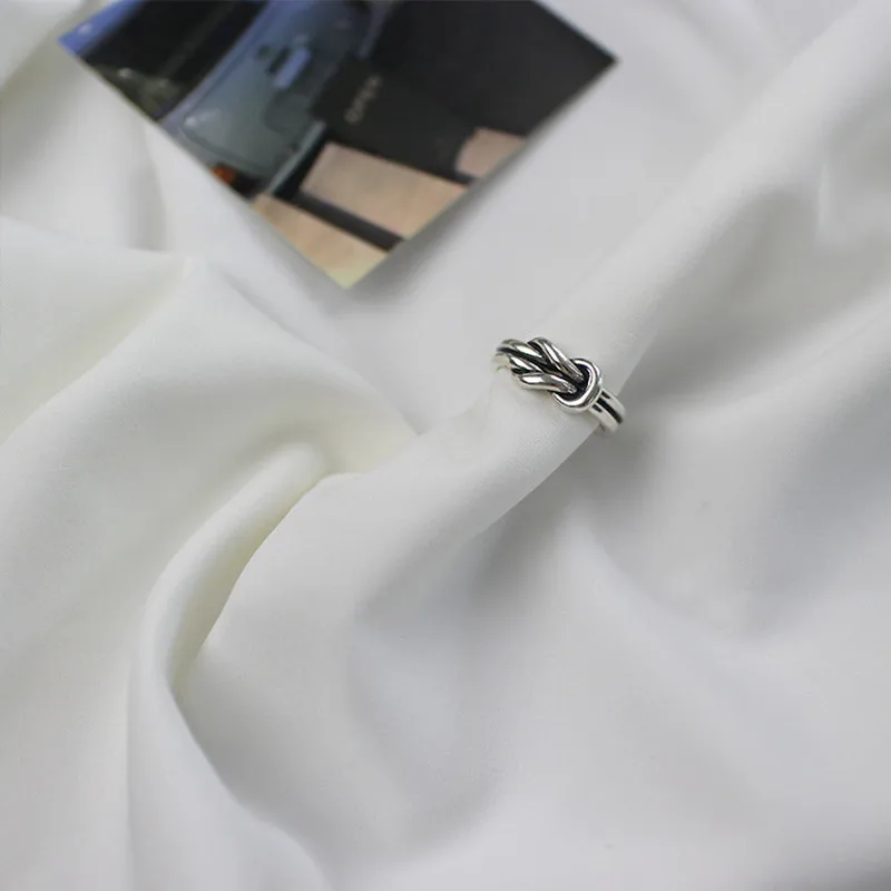 Кольцо женское Двухслойное из серебра 925 пробы с узлом|knot ring|open ringrings for women |