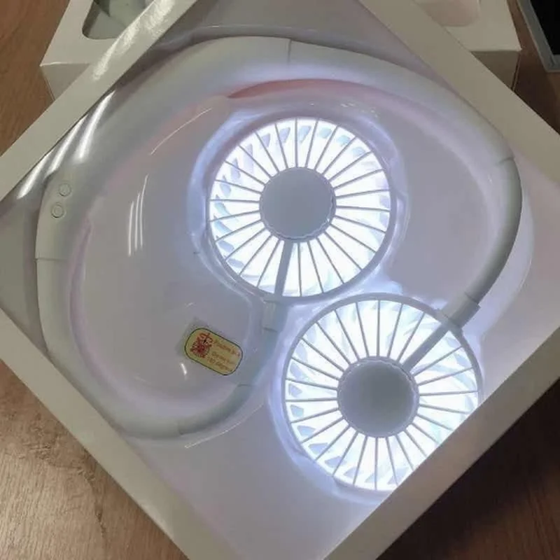 

Upgrade Neck Fan Aromatherapy Lighting Neck Cooler Hand Free Neckband Fan Portable USB Rechargeable Dual Fan Mini Summer