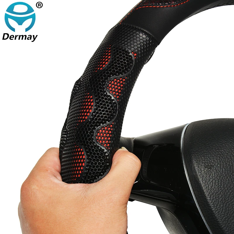 Чехол на руль автомобиля DERMAY прочная нескользящая Оплетка 38 см 4 цвета |