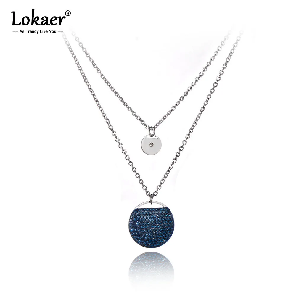 Женское Двухслойное ожерелье чокер Lokaer N19168 из титановой нержавеющей стали темно