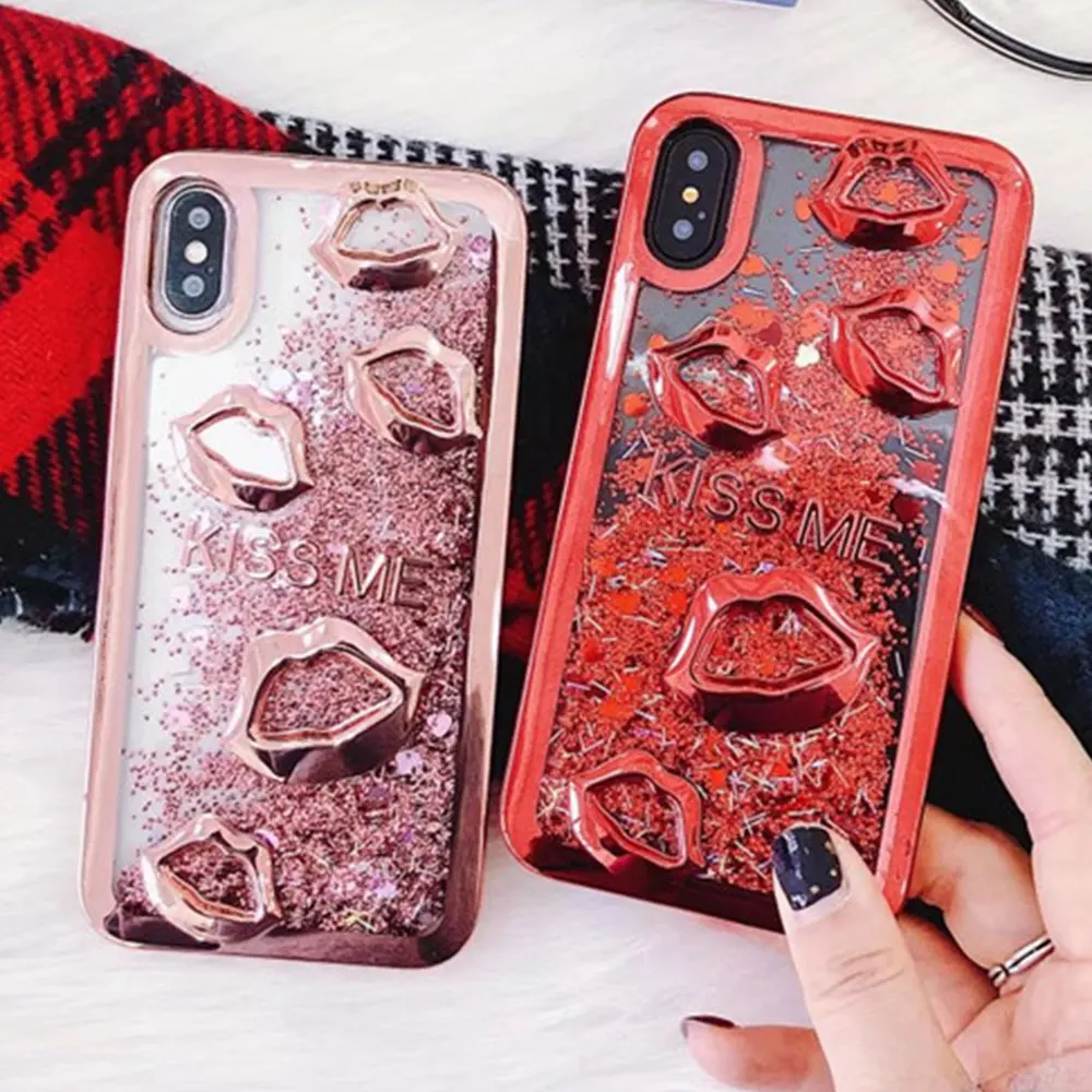 Чехол для iPhone XR/X/XS Max 6/6S/7/8 Plus с 3D-принтом губ и зыбучим песком чехол из ТПУ