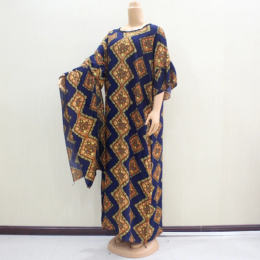 Женское платье в этническом стиле Siskakia макси с круглым вырезом и рукавом 3/4