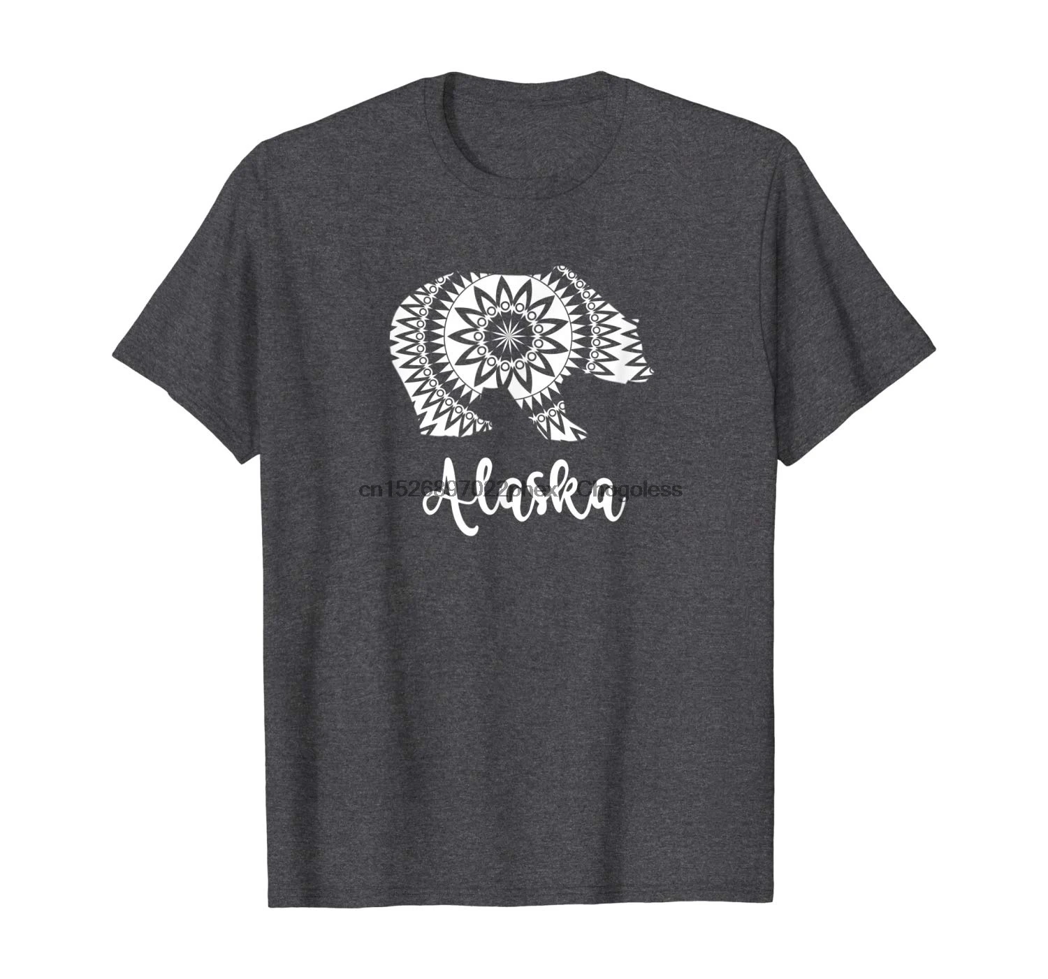 Футболка с изображением коричневого медведя Аляска натуральный сувенир из