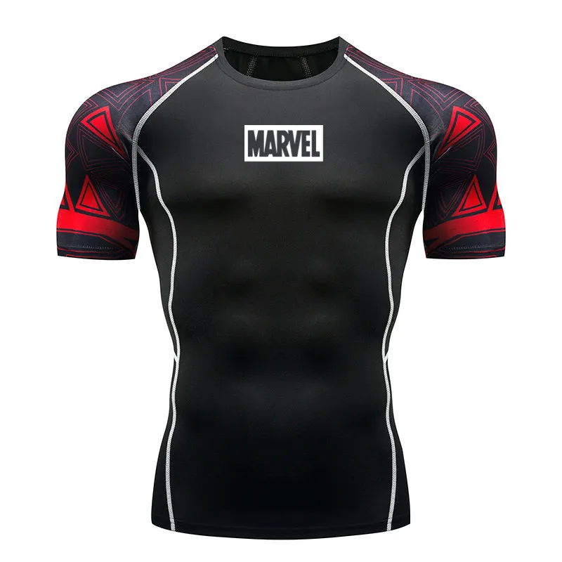 Новинка, хит, брендовая футболка Marvel, быстро сохнет, мужские компрессионные рубашки, для спортзала, фитнеса, трико, топ, футболка для бега, спортивная одежда, Рашгард - Цвет: Photo Color