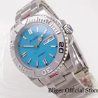 Новинка, мужские наручные часы BLIGER небесно-голубого цвета NH36A Move, мужские наручные часы с автоподзаводом, матовая серая вставка, устричная скользящая застежка, окно на выходные дни