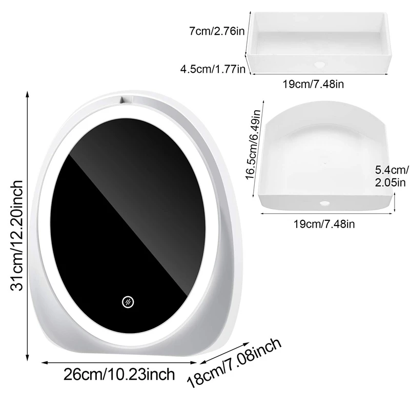 

Lighted Makeup Mirror Case with LED Fill Light 360 Celsiusosmetic Storage Display Box,Table Desk Mirror for Bathroom