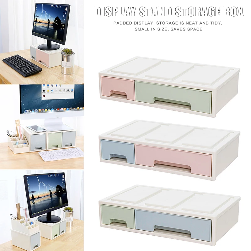 

LCD Monitor Stand Holder Bracket with Office Drawer Storage Box Organizer for Desktop VH99