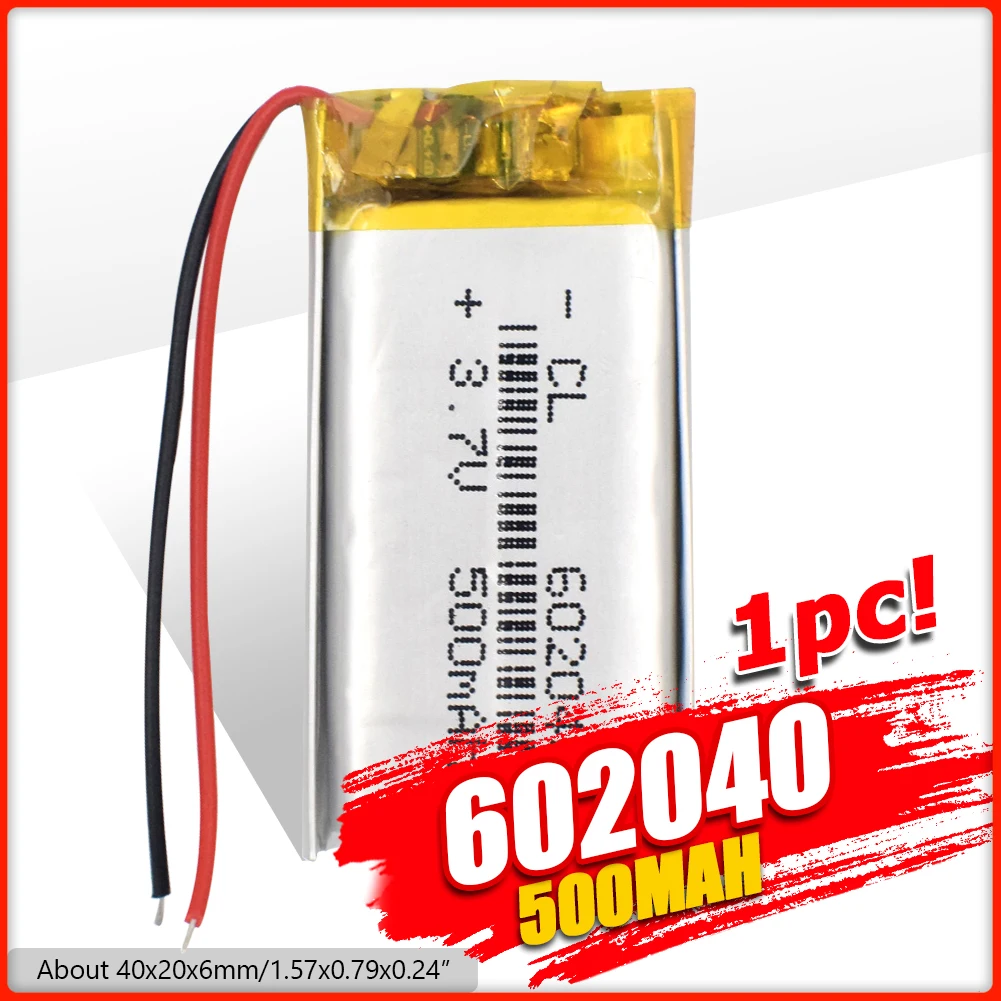 2/4 шт. перезаряжаемая батарея 602040 500 мА · ч 3 7 В литий ионный полимерный