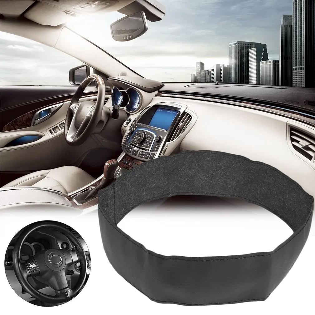 

Automobiles And Accessories Car Auto Super Fiber Leather Steering Wheel Cover With Needle and Thread Black May06