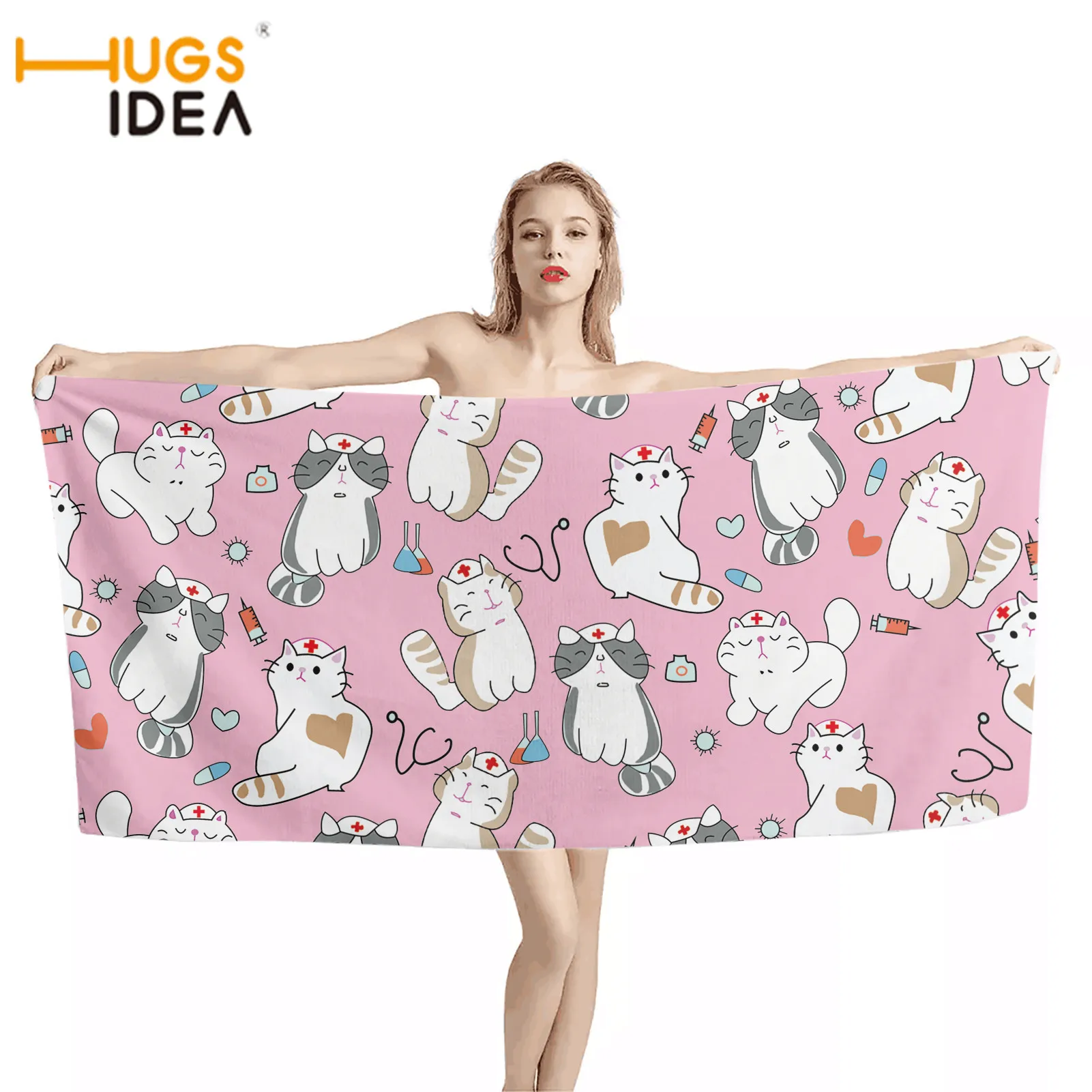 

Симпатичное Стильное женское банное и пляжное полотенце HUGSIDEA, мягкое удобное спортивное полотенце с принтом кошки, быстросохнущее одеяло д...