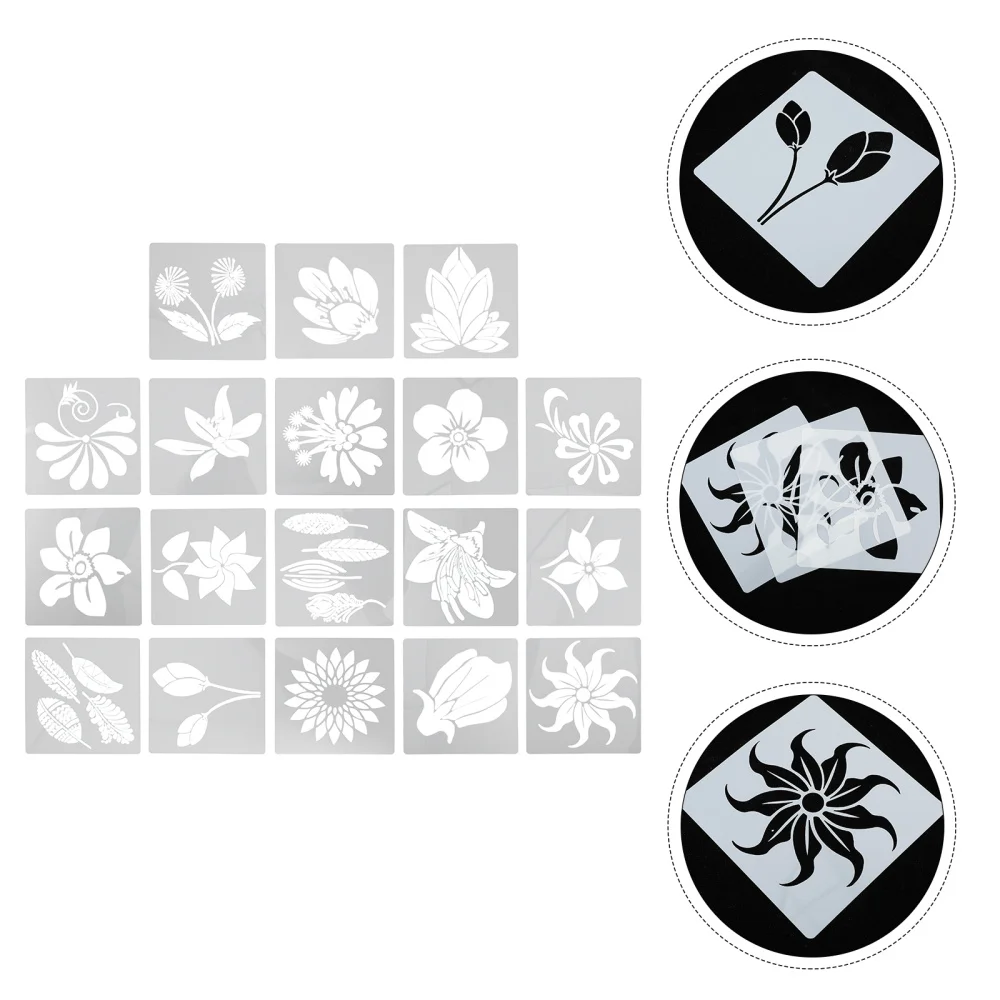 

18pcs Reusable Flower Stencil Hollow Art Paint Craft DIY Drawing Templates