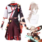 геншин импакт аниме genshin impact  косплей костюм Kaedehara Kazuha аниме одежда модное кимоно с принтом костюм на Хэллоуин парик одежда для вечеринок аниме вещи