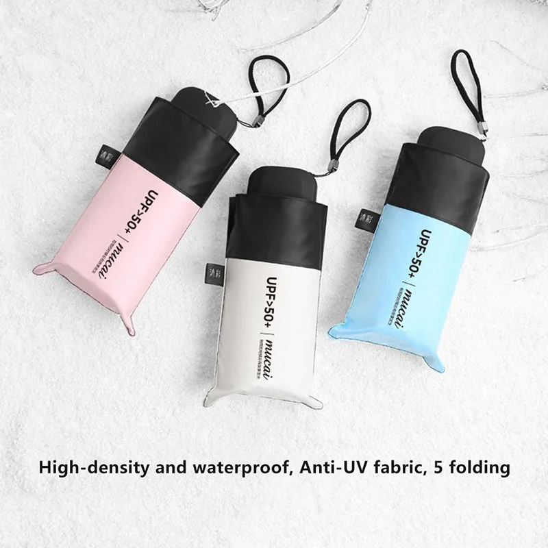 

Anti-UV Pocket Mini Umbrella Rain Women Windproof Durable 5 Folding Sun Umbrellas Portable Sunscreen Female Parasol For Boy Girl