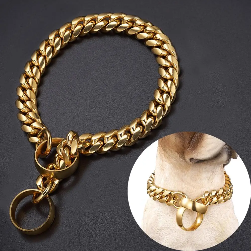 Цепочка для собаки из нержавеющей стали ожерелье полированной кубинской цепи