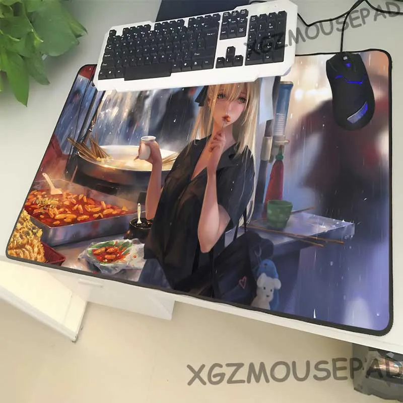 XGZ аниме большой размер игровая мышь замок край комфорт отбеливатель компьютерный стол резиновый коврик череп черный нож нескользящий 60x30