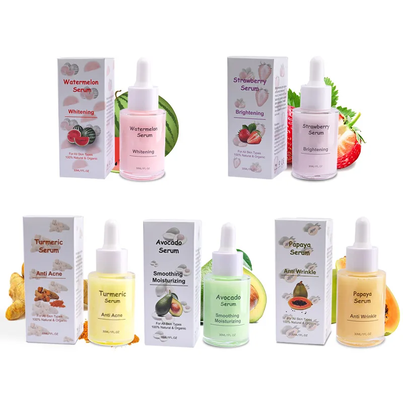 

AiXin 30ML Strawberry Watermelon Avocado Turmeric Papaya Milk Serum Fruit Extract Essence Whitening Anti Aging Nourishing Skin