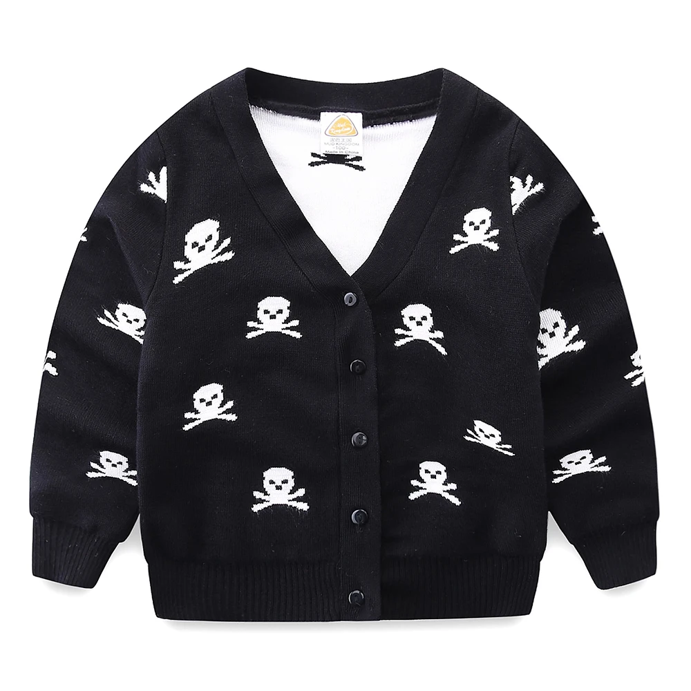 LittleSpring/свитер для маленьких мальчиков Трикотажный кардиган с рисунком скелета