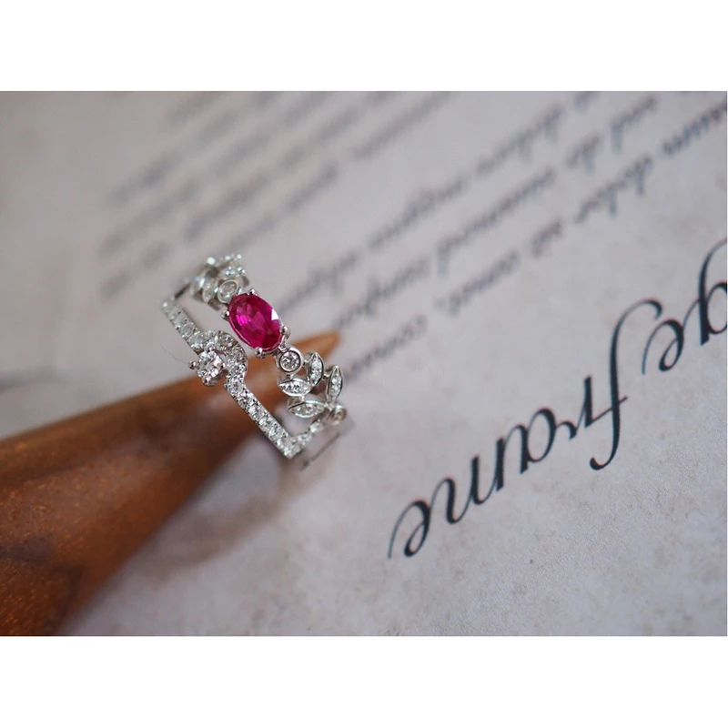 Aazuo 18K твердое белое золото натуральный Овальный Рубин 0 30 карат настоящие