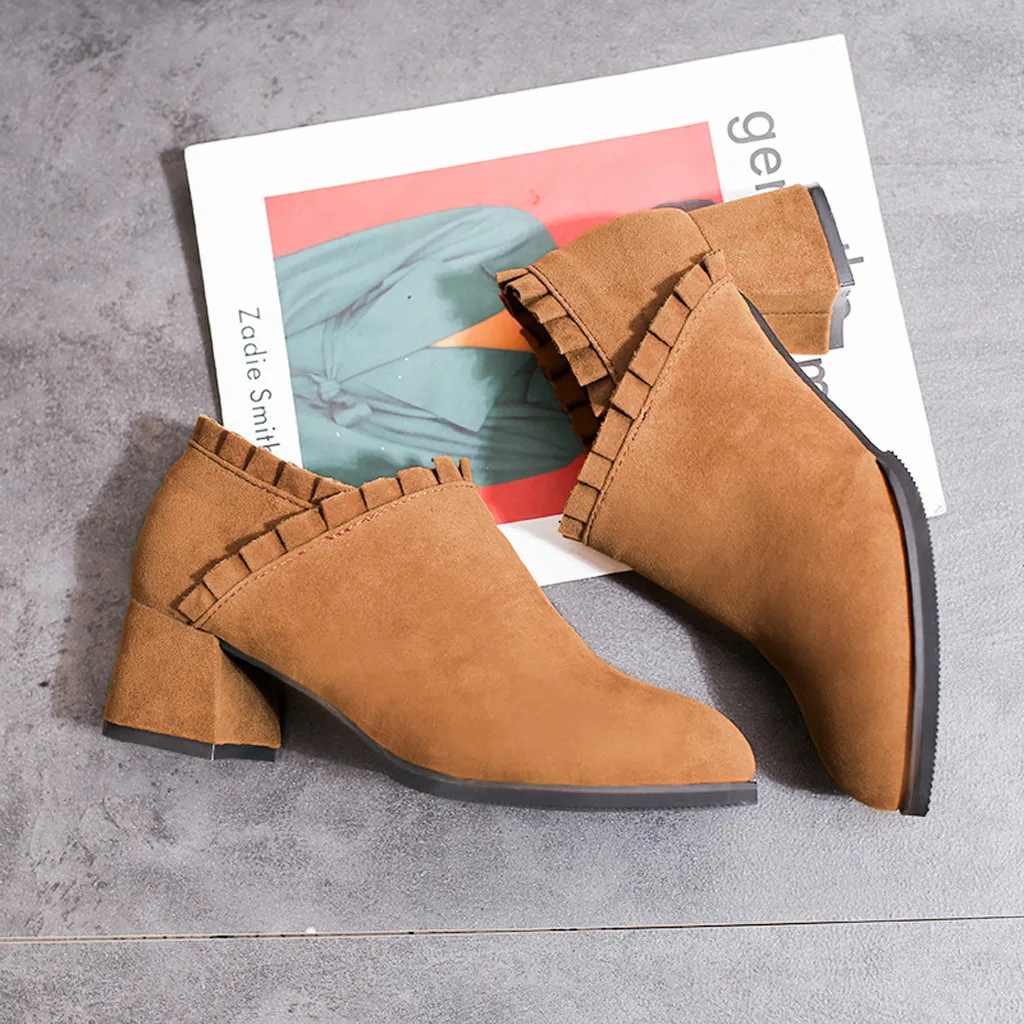 Женские замшевые зимние ботинки в европейском стиле сезон осень-зима винтажные